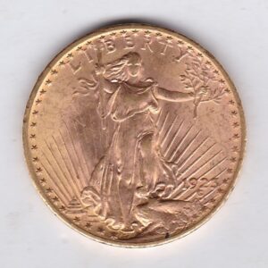 1923 USA Twenty Dollars coin featuring the Lady Liberty on the Obverse. The eagle in flight with sunshine in the background on the Reverse.