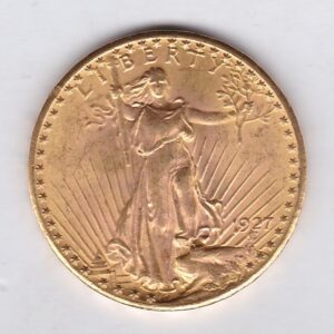 1927 USA Twenty Dollars coin featuring the Lady Liberty on the Obverse. The eagle in flight with sunshine in the background on the Reverse.