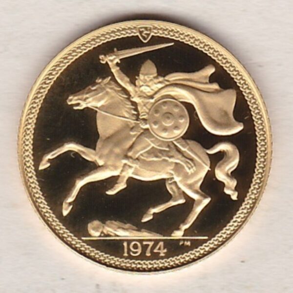 1974 Isle Of Man Gold Proof Half Sovereign Coin. This full Sovereign coin was struck in 22 carat Gold and weighs approx. 4 grams.