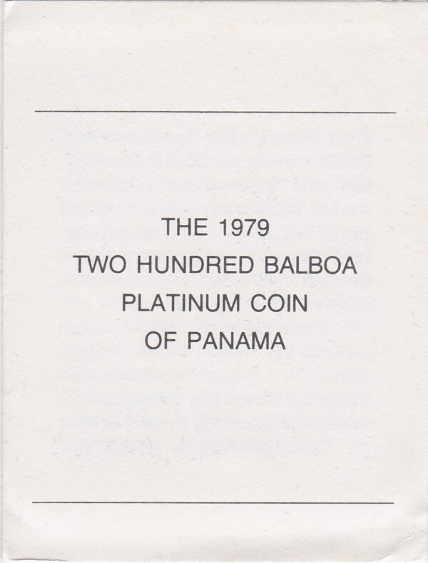 1979 Panama Platinum Proof Two Hundred Balboa - Image 4