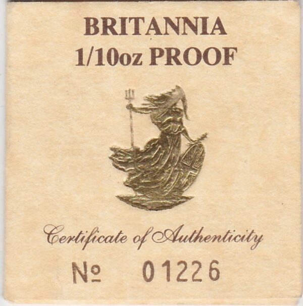 1987 Gold Proof Tenth Ounce Britannia - Image 3