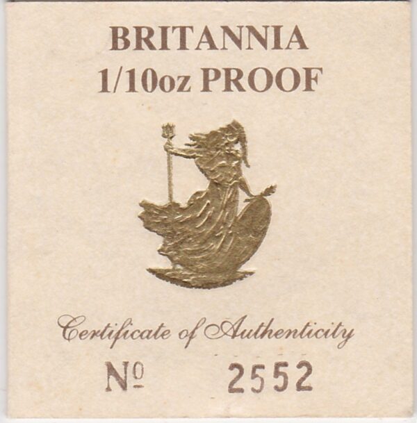 1988 Gold Proof Tenth Ounce Britannia - Image 3