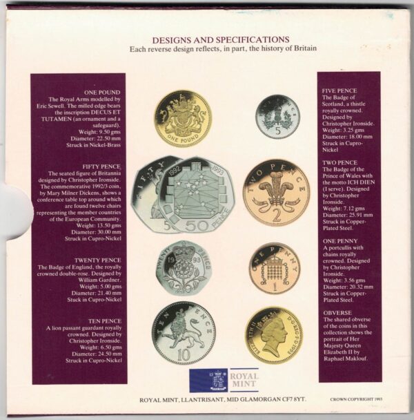 1993 Royal Mint Brilliant Uncirculated Eight Coin Collection - Image 4