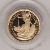 1996 Gold Proof Tenth Ounce Britannia coin featuring Queen Elizabeth II on the Obverse. The standing Britannia holding a trident features on the Reverse.