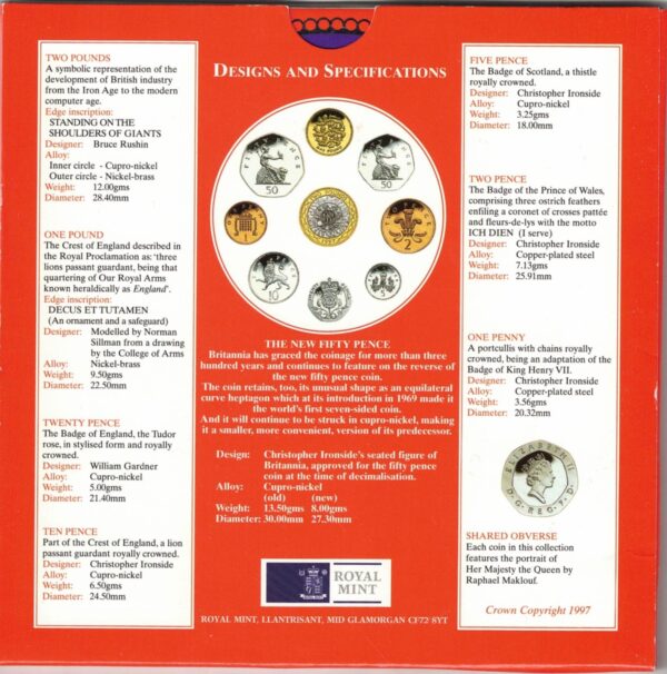 1997 Royal Mint Brilliant Uncirculated Nine Coin Collection - Image 3