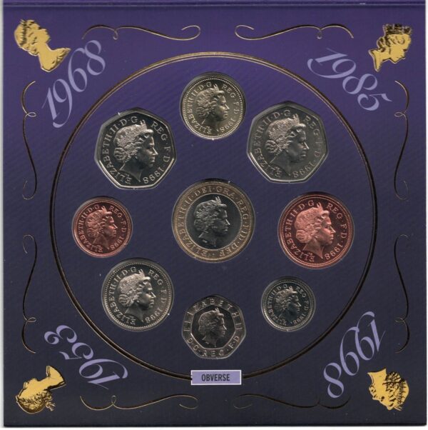 1998 Royal Mint Brilliant Uncirculated Nine Coin Collection - Image 2