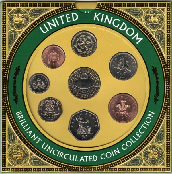 1999 Royal Mint Brilliant Uncirculated Eight Coin Set . This 1999 set comes with card outer. All coins are in stock for despatch