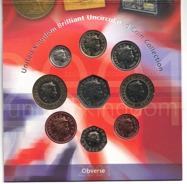 2001 Royal Mint Brilliant Uncirculated Nine Coin Collection - Image 2