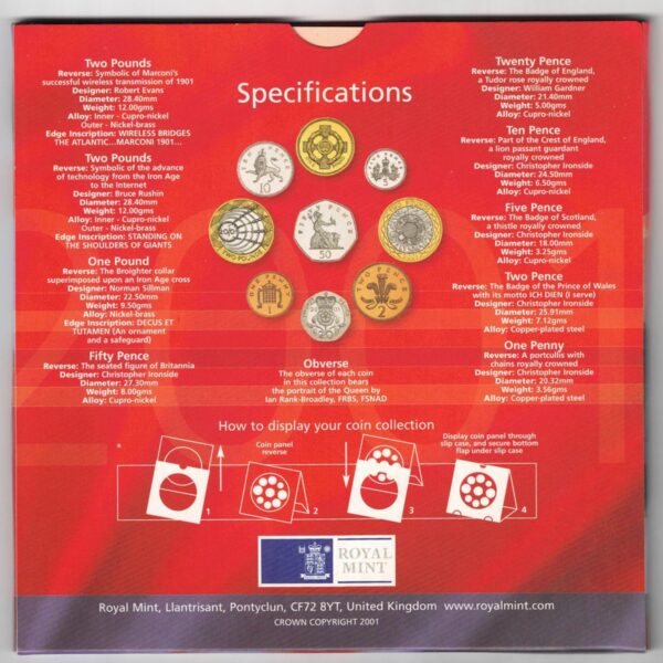 2001 Royal Mint Brilliant Uncirculated Nine Coin Collection - Image 3