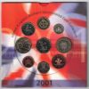 2001 Royal Mint Brilliant Uncirculated Nine Coin Set . This 2001 set comes with card outer. All coins are in stock for despatch