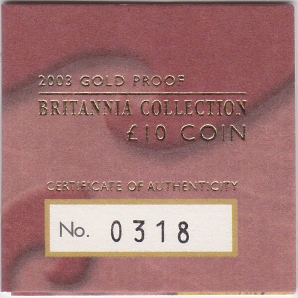 2003 Gold Proof Tenth Ounce Britannia - Image 3