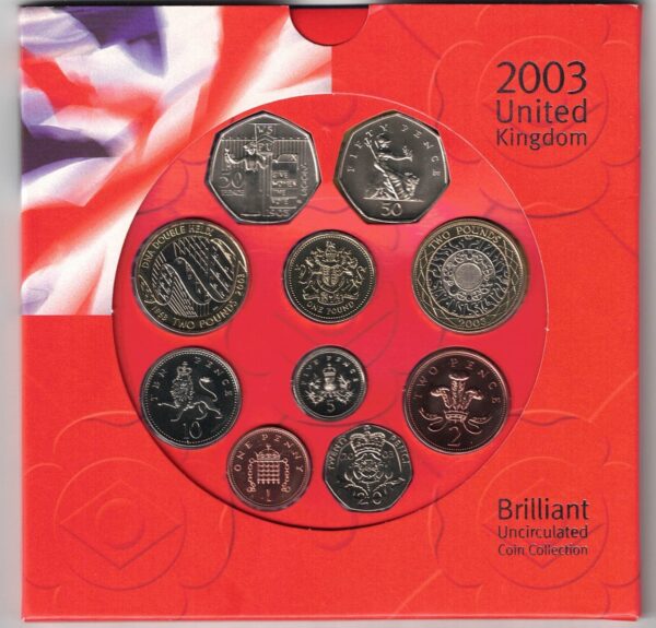 2003 Royal Mint Brilliant Uncirculated Ten Coin Set . This 2003 set comes with card outer. All coins are in stock for despatch