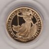 2004 Gold Proof Quarter Ounce Britannia coin features Queen Elizabeth II on the Obverse. Standing Britannia on the Reverse. Quarter ounce gold coin.