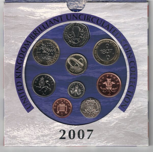 2007 Royal Mint Brilliant Uncirculated Nine Coin Set . This 2007 set comes with card outer. All coins are in stock for despatch