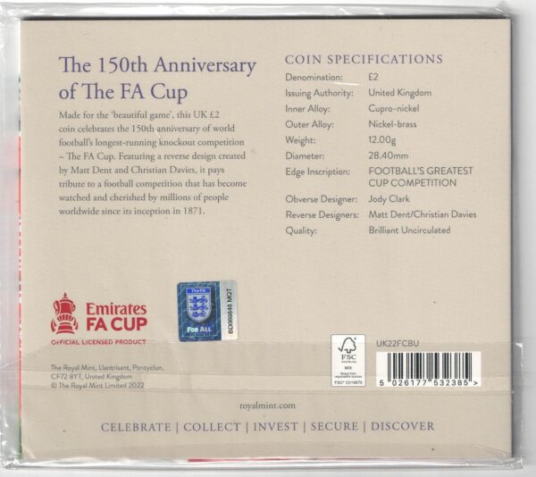 Sealed 2022 Fa Cup Anniversary Two Pound Coin - Image 2