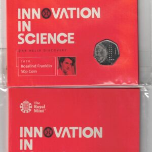 Two 2020 Royal Mint Fifty Pence Coins Rosalind Franklin. All coins are in stock for despatch. You are buying two fifty pence coins.