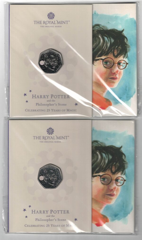 Two 2022 Royal Mint Fifty Pence Coins Harry Potter cupro nickel coins. All coins are in stock for despatch. You are buying two fifty pence coins.