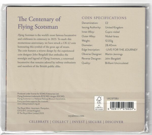 Sealed 2023 Royal Mint Flying Scotsman Two Pound Coin - Image 2