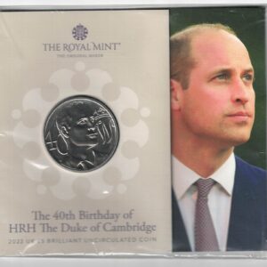 2022 Royal Mint Brilliant Uncirculated Five Pounds coin The Duke Of Cambridge Birthday. All coins are instock for dispatch.