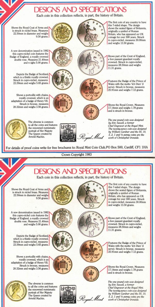 Two 1983 Royal Mint Brilliant Uncirculated Eight Coin Sets - Image 4