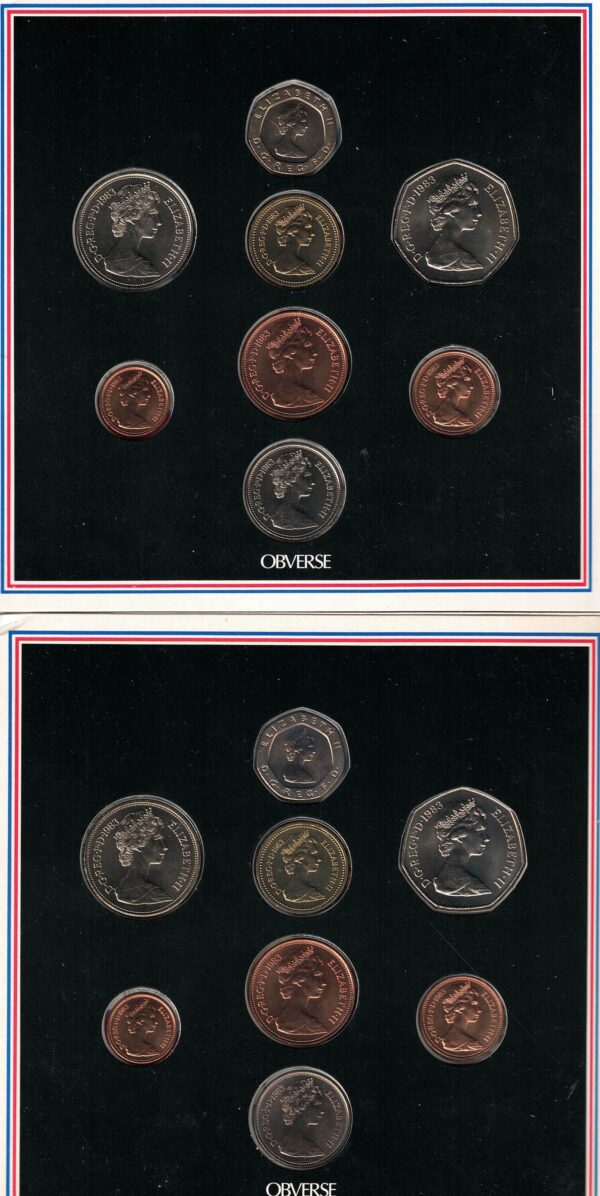 Two 1983 Royal Mint Brilliant Uncirculated Eight Coin Sets - Image 3