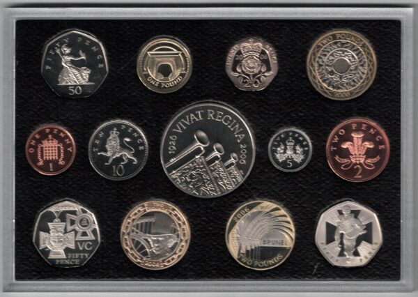 2006 Royal Mint Base Metal Thirteen Coin Proof Set . This 2006 set comes with card box. All coins are in stock for despatch.