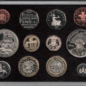 2005 Royal Mint Base Metal Twelve Coin Proof Set . This 2005 set comes with card box. All coins are in stock for despatch.