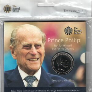 2017 Five Pounds Coin Prince Philip. featuring Queen Elizabeth II on the Obverse. All five pound coins are in stock for dispatch.