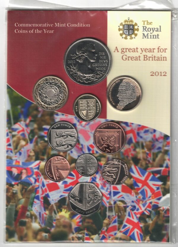 Sealed 2012 Royal Mint Brilliant Uncirculated Commemorative Of The Year . This 2012 set comes with card outer. All coins are in stock for despatch.