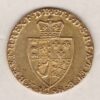 1798 Gold Guinea Coin featuring the fifth laureate head portrait of King George III on the obverse. The spade-shaped shield design is on the reverse.