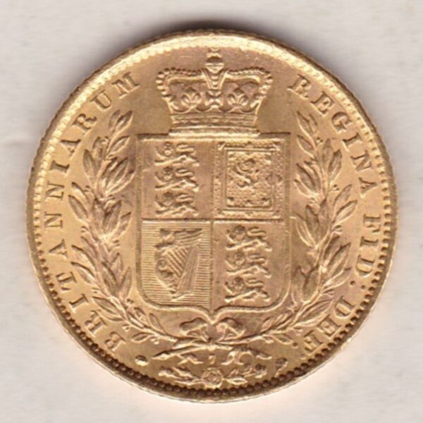 1869 Gold Sovereign Coin - Shield Back - Image 2