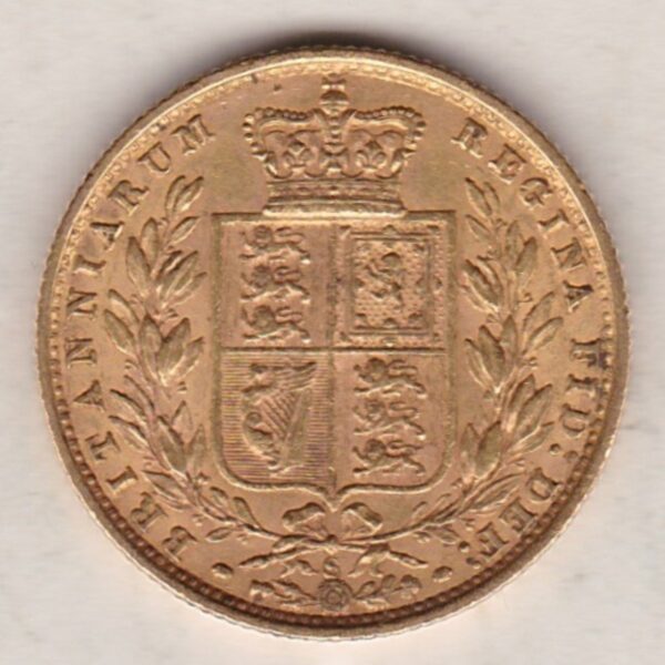 1877 S Gold Sovereign Coin - Shield Back - Image 2