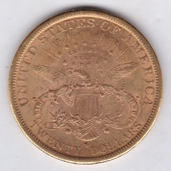 1884 S USA Twenty Dollars Gold Coin - Image 2