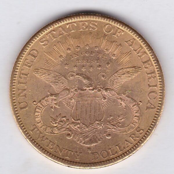 1892 S USA Twenty Dollars Gold Coin - Image 2