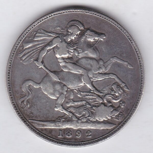 1892 Silver Crown Coin featuring Queen Victoria Jubilee head on the Obverse and the St George & dragon design on the reverse.