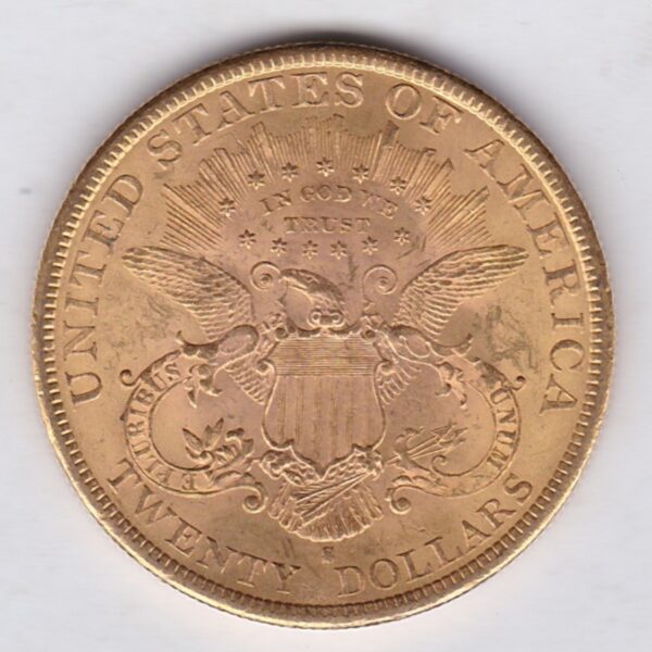 1893 S USA Twenty Dollars Gold Coin - Image 2