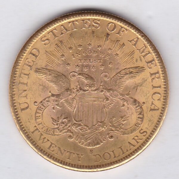 1896 S USA Twenty Dollars Gold Coin - Image 2