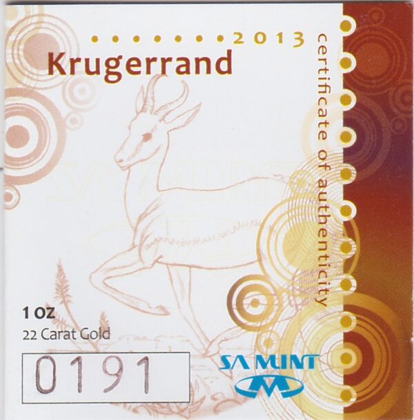 2013 South Africa Gold Proof One Ounce Krugerrand - Image 3