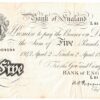 B264 White Five Pounds Banknote. This large white note is the London April 2nd 1947 Issue, with Prefix / Serial Number L81 004594