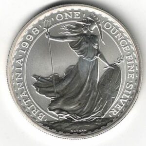 1998 Silver Britannia One Ounce Coin. The coin contains one ounce of fine silver. All of our silver coins have been pre-owned and are in stock.