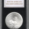 2024 Silver South Africa One Ounce Krugerrand. Paul Kruger is on the obverse. The coin contains one ounce of 999 fine silver