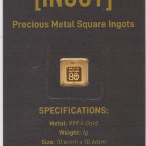 One Gram Gold Ingot. This bar contains one grams of 999.9 fine gold. This ingot was issued to celebrate the 80th anniversary of the battle of Britain.