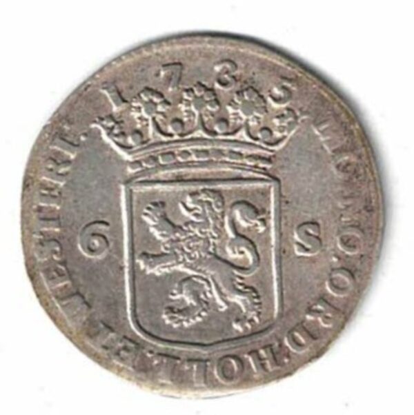 1735 Netherlands East Indies Silver Six Stuivers - Image 2