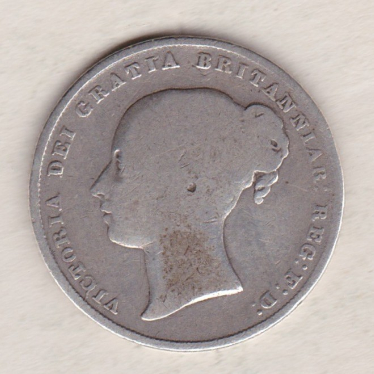 1848 Over 6 Silver Shilling - Victoria Young Head - Image 2