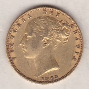 1853 Gold Sovereign Coin. The coin features a young head queen Victoria on the Obverse and the collectable shield design on the Reverse.