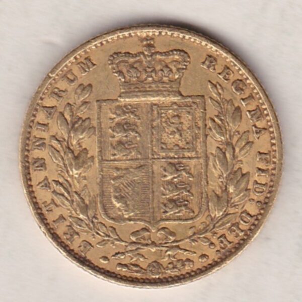 1853 Gold Sovereign Coin - Shield Back - Image 2