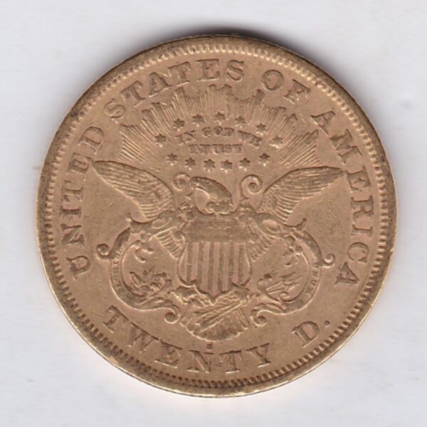 1872 S USA Twenty Dollars Gold Coin - Image 2