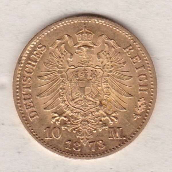 1873 E Germany Gold Ten Mark