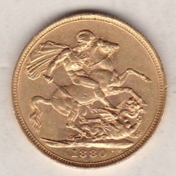 1880 M Gold Sovereign Coin - Victoria Young Head