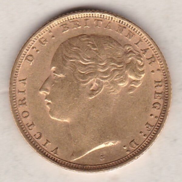 1887 S Gold Sovereign Coin - Victoria Young Head - Image 2